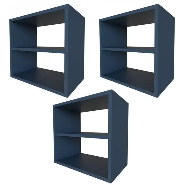 Conjunto 3 Nichos Prateleira Para Quarto Infantil Azul - Imagem 7